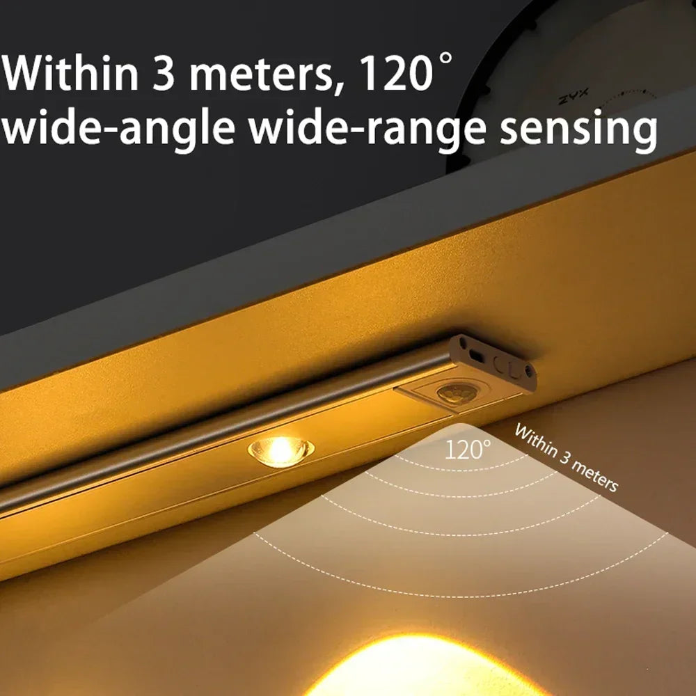 Motion sensor detects movement at a 120 degree angle